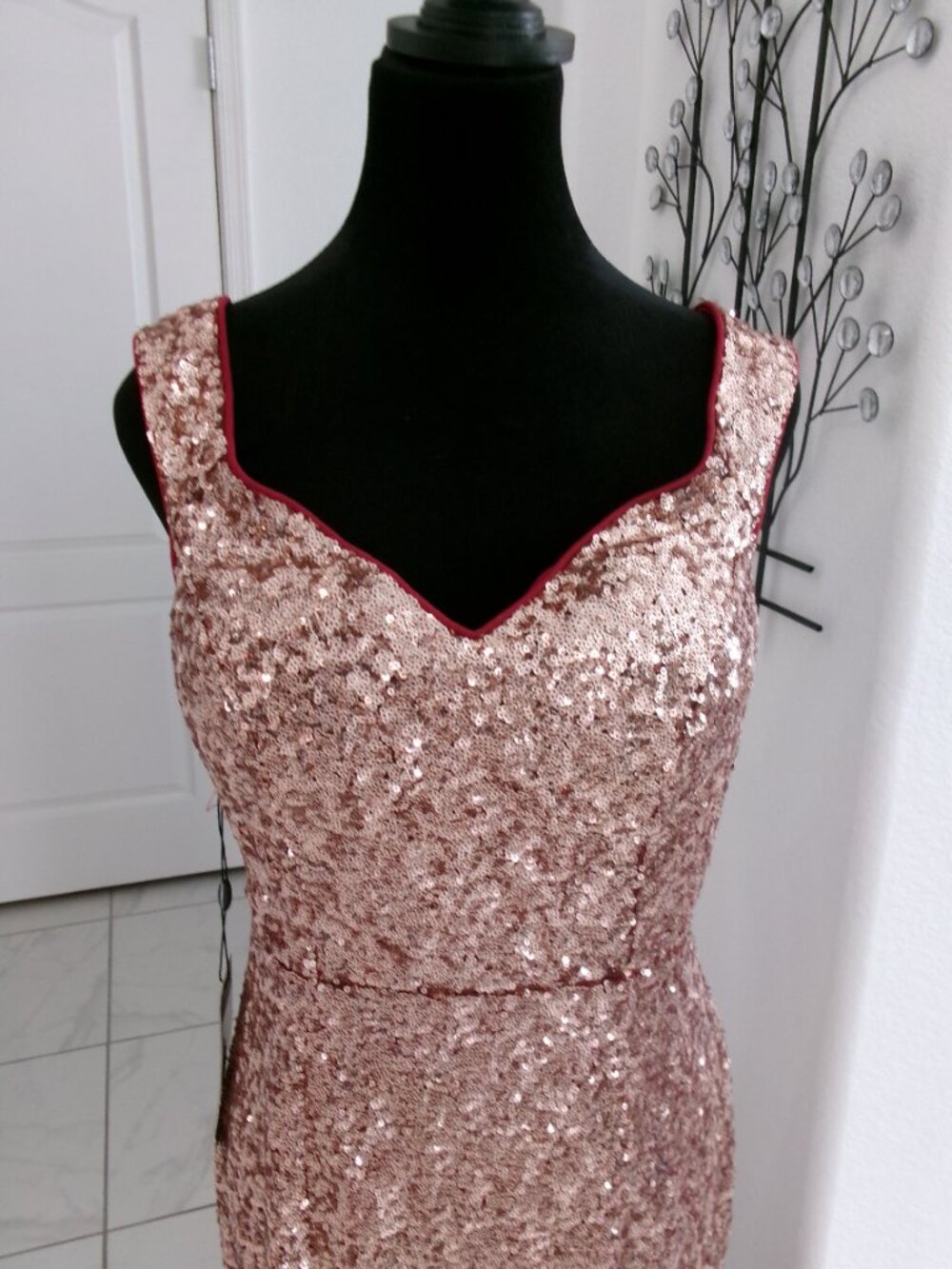 New Ever Pretty Sequin Mermaid Gown Formal Maxi Dress Gold Maroon Ombre M 6 8 10 - Picture 4 of 16